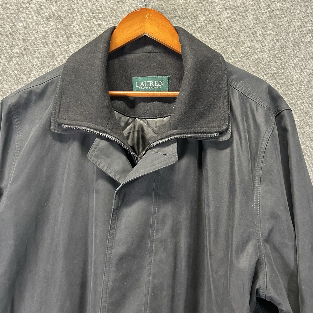 Lauren Ralph Lauren Mens 44R Edgar Raincoat‎ Black Removable Liner Rain Coat